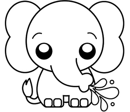 Dibujos de Elefante Kawaii