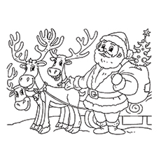 Dibujos de Papá Noel con Sus Renos