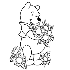 Dibujos de Pooh con Flores