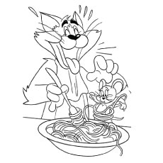 Dibujos de Tom y Jerry Comiendo Fideos
