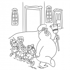 Dibujos de Frosty Desfilando con Los Niños