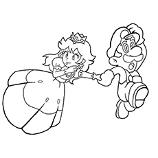 Dibujos de Princesa Peach y Mario Corriendo