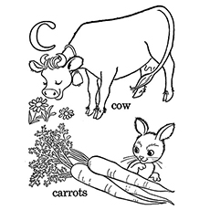 Dibujos de Conejo Con Zanahorias y Vaca