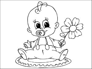 Dibujos de Bebé Con Flores