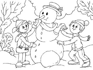 Dibujos de Construyendo Un Muñeco de Nieve