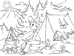 Dibujos de Un Niño Va de Campamento