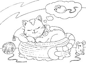 Dibujos de Gato Está Soñando
