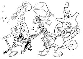 Dibujos de Bob Esponja y Sus Amigos Tocando la Guitarra