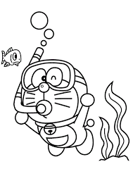Dibujos de Doraemon Ésta Buceo