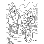 Dibujos de Donald y Daisy En Bicicleta
