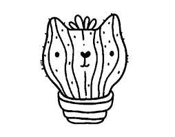 Dibujos de Cactus con Cara de Gatito