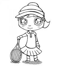 Dibujos de Linda Chica Jugando al Tenis