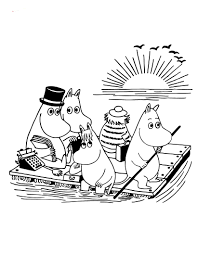 Dibujos de Moomin Feliz en barco
