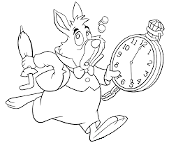 Dibujos de Conejo Blanco y Reloj Grande