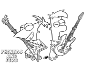 Dibujos de Phineas y Ferb Tocando Guitarra