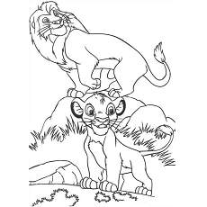 Dibujos de Mufasa y Simba Feliz