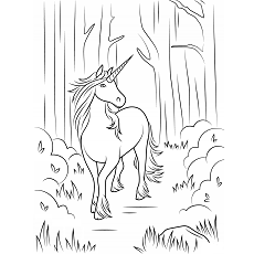 Dibujos de Unicornio En El Bosque