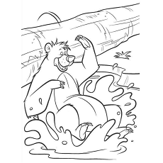 Dibujos de Baloo Jugando En El Agua
