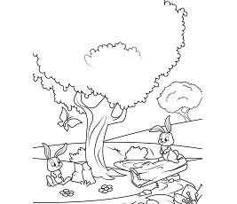 Dibujos de Conejos Debajo Del Árbol