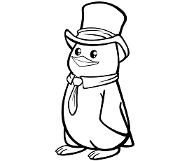 Dibujos de Pingüino En Sombrero de Copa