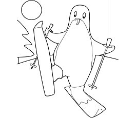 Dibujos de Pingüino En Esquiar