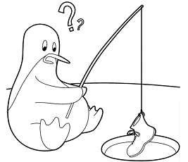 Dibujos de Pingüino Está Pescando