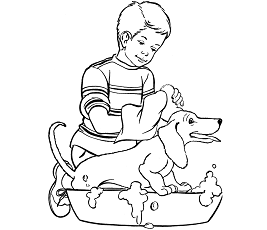 Dibujos de Niño Lavando Perro
