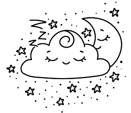 Dibujos de Kawaii Nube y Luna