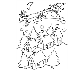 Dibujos de Santa Volando Sobre Pueblo