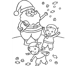 Dibujos de Santa Dando Dulces para Niño