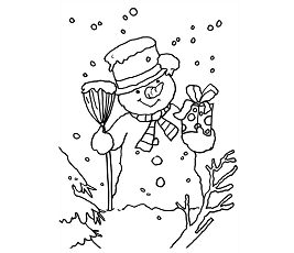Dibujos de Muñeco de Nieve Con Navidad Regalo
