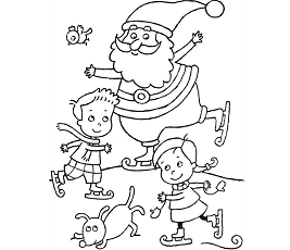 Dibujos de Santa Patinando Con Niños