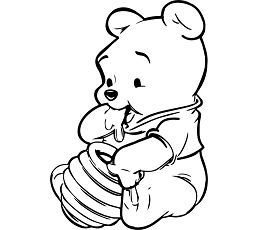 Dibujos de Pooh Está Comiendo Miel