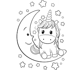 Dibujos de Unicornio En Luna