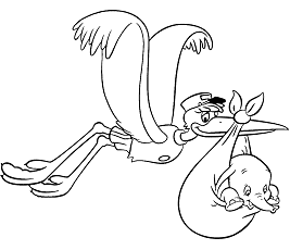 Dibujos de Sr. Stork Con Bebé Dumbo