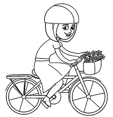Dibujos de Niña con Flor en Bicicleta