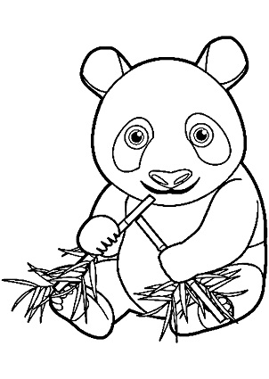 Dibujos de Panda Comiendo Bambú