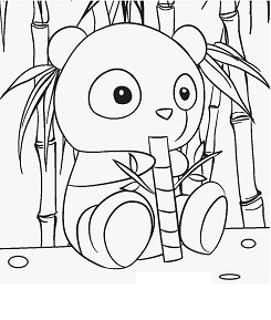 Dibujos de Panda Bebé Comiendo Bambú