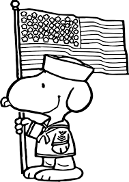 Dibujos de Snoopy Sosteniendo una Bandera