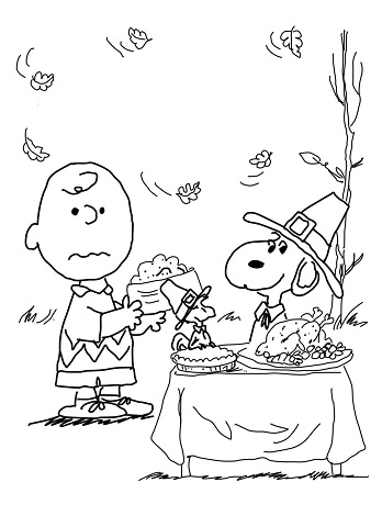 Dibujos de Snoopy y Charlie en Acción de Gracias