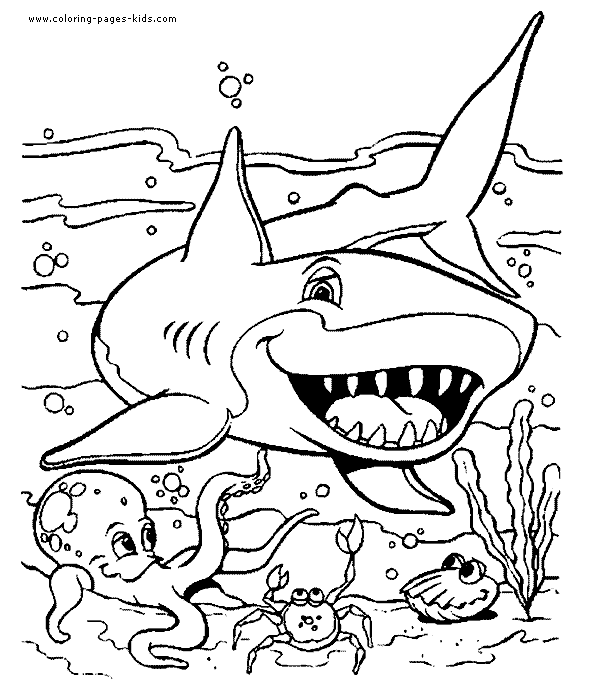 Dibujos de Tiburón de Dibujos Animados Sonriendo