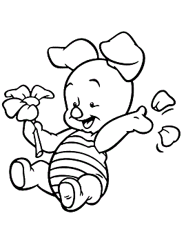 Dibujos de Bebé Piglet con Flor