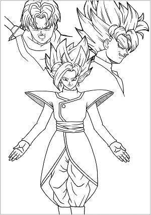 Dibujos de Goku Negro, Trunks y Zamasu