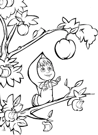 Dibujos de Masha Recogiendo Manzanas