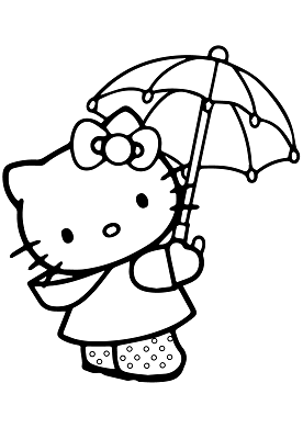 Dibujos de Hello Kitty con Paraguas