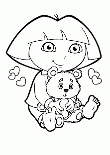 Dibujos de Dora con Osito de Peluche