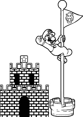 Dibujos de Mario en un Asta de Bandera