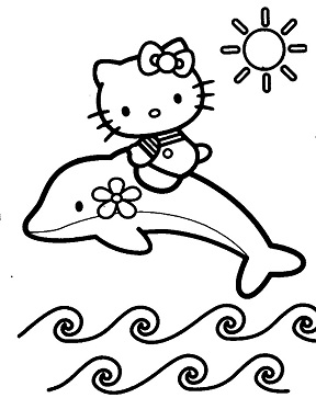 Dibujos de Hello Kitty con Delfín