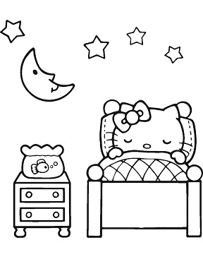 Dibujos de Hello Kitty  Durmiendo