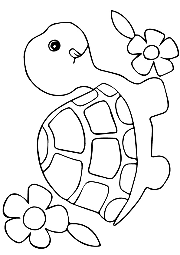 Click to see printable version of Tortuga con Flores Coloring page